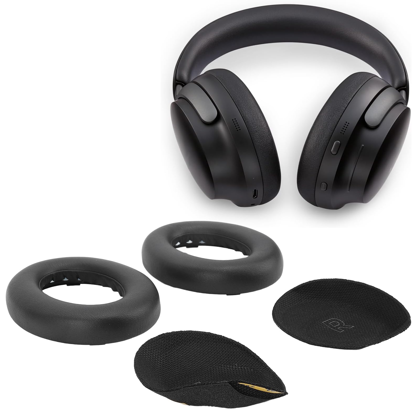 Cuscinetti di Ricambio in Memory Foam Ad Alta densità con Morbida Pelle Proteica per Cuffie QC Ultra Wireless 2 Paia