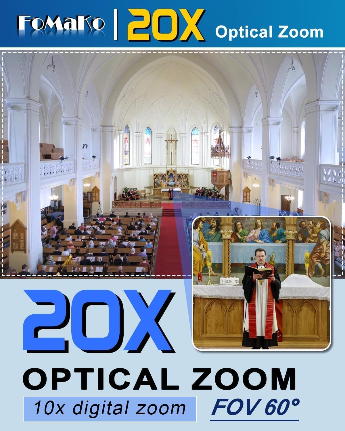 FoMaKo NDI HX3 PTZ Kamera Set, 20x Optischer Zoom KI-Auto-Tracking, mit HDMI/USB3.0/LAN(PoE), für YoTube vMix OBS Live Streaming, mit 2*FMK20UH NDI Kamera(Silber) +1* NDI PTZ Controller (BN402)