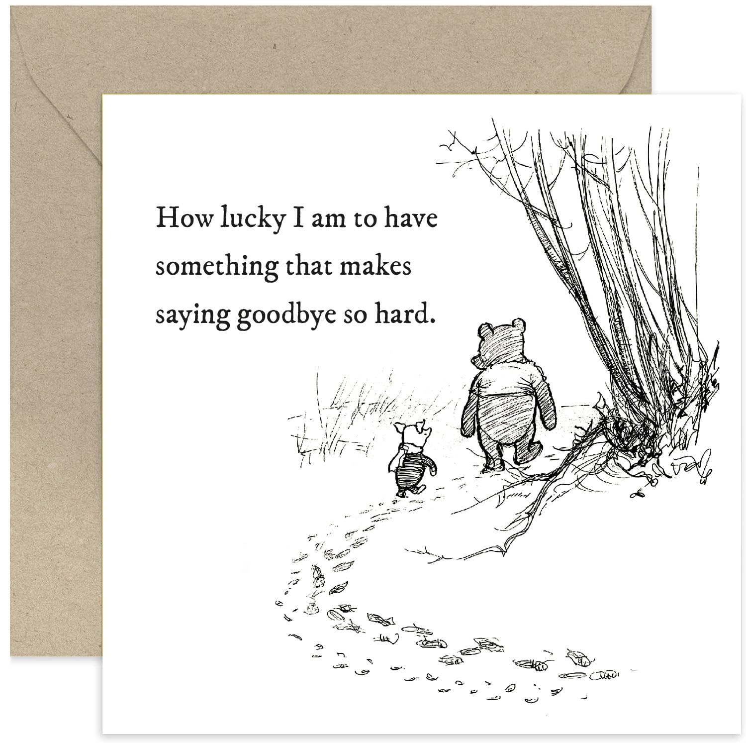 Old English Co. Winnie The Pooh Leaving Card for Him or Her - Friendship Quote from Winnie The Pooh and Piglet for Sister, Cousin, BFF - Thinking of You Sympathy Card | Blank Inside with Envelope