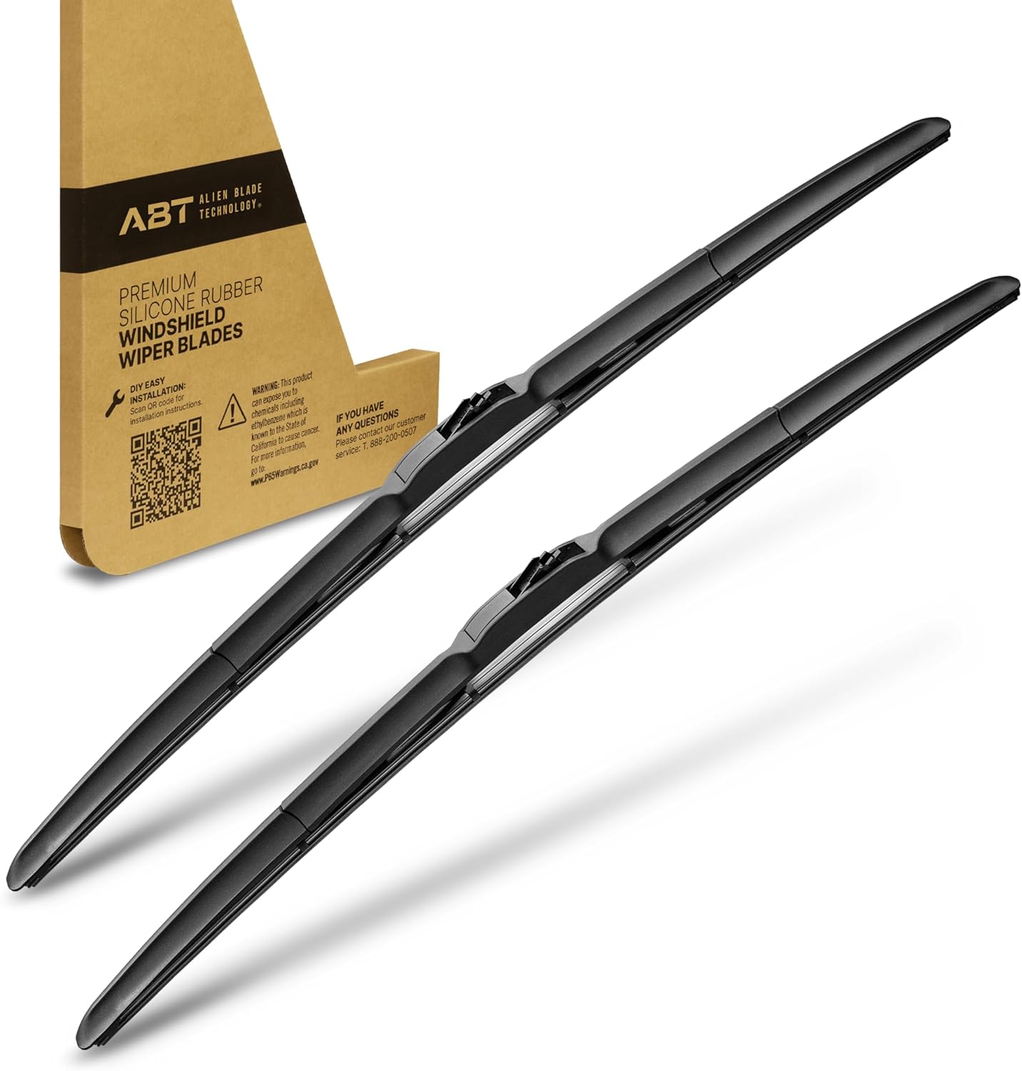 ABT 26 & 17 inch (Pack of 2) Premium Silicone Japanese Fukoku Rubber Windshield Aero Hybrid Frame Wiper Blades All-weather Performance Whisper Quiet OEM Quality J/U Hook -SDW2617