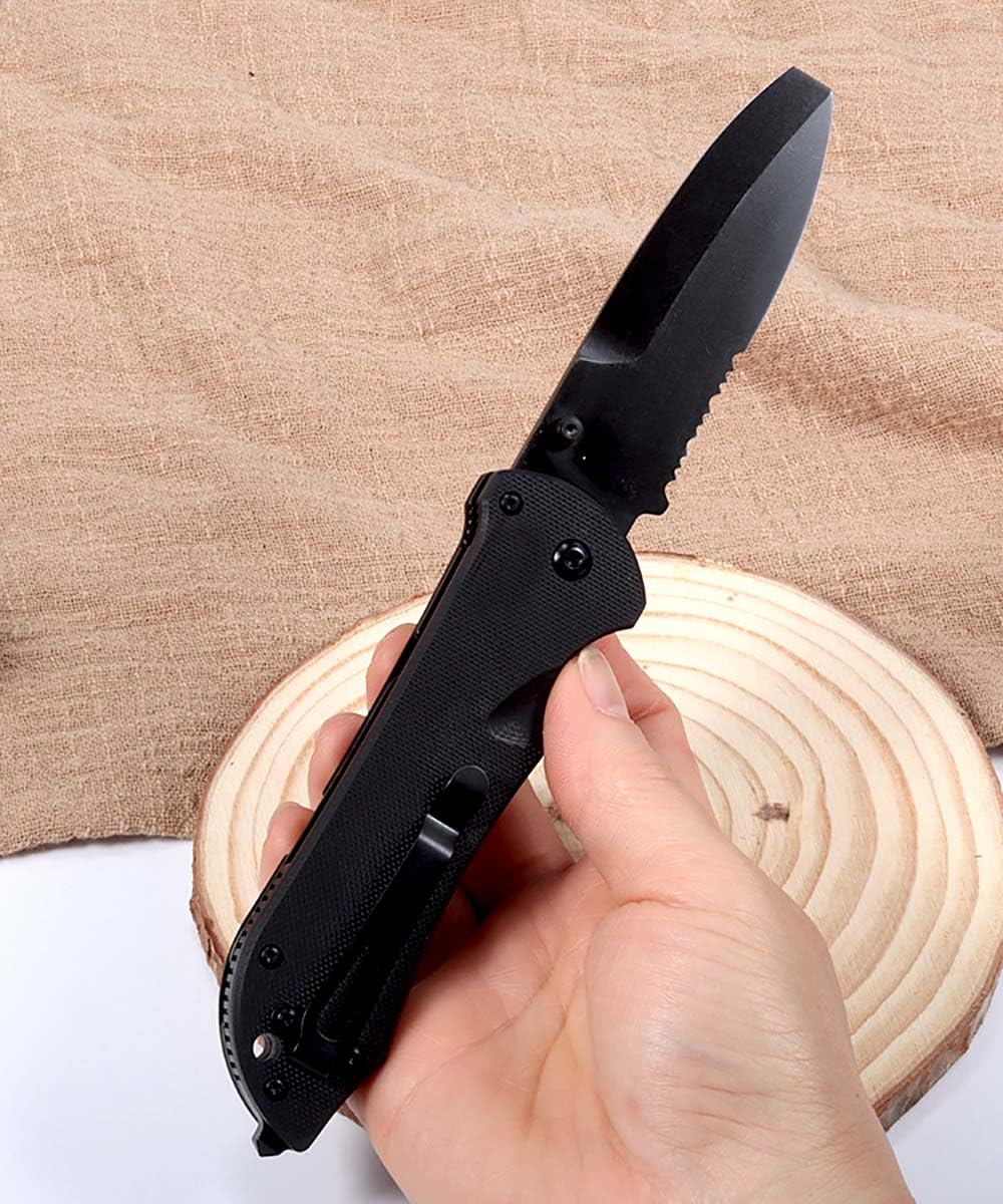 Klappmesser 8" Schwarze Taschenmesser aus edelstahl mit G10, Edc Outdoor Messer Survival Jagdmesser, Neck knife Tanto Tragbare Camping messer, faltmesser Angeln, multi tool schneider, Universalmesser