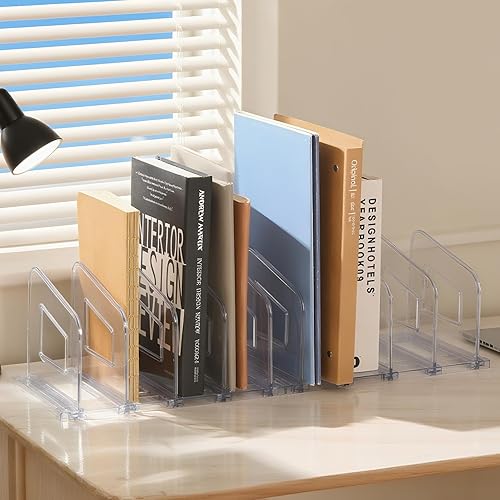 Miniatura 9 de Organizador de archivos, organizador de carpetas de archivos de acrílico, clasificador de archivos, separadores verticales de libros de plástico