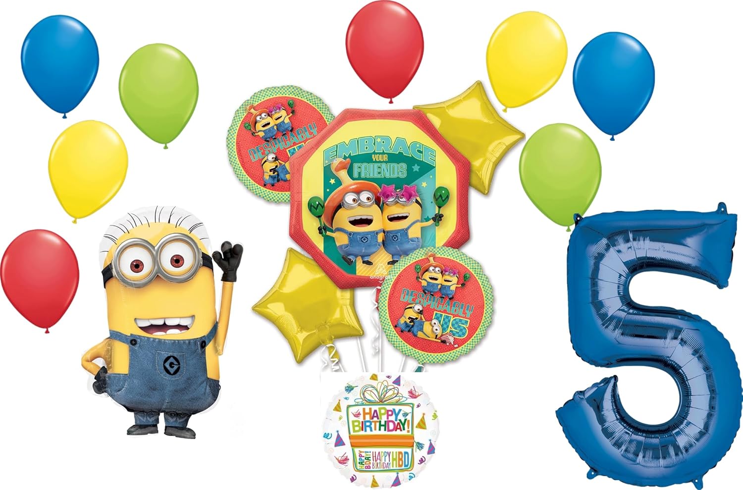Anagram Despicable Me Minions 5th Birthday Party Balloon Bouquet Decorations, BQ_4271