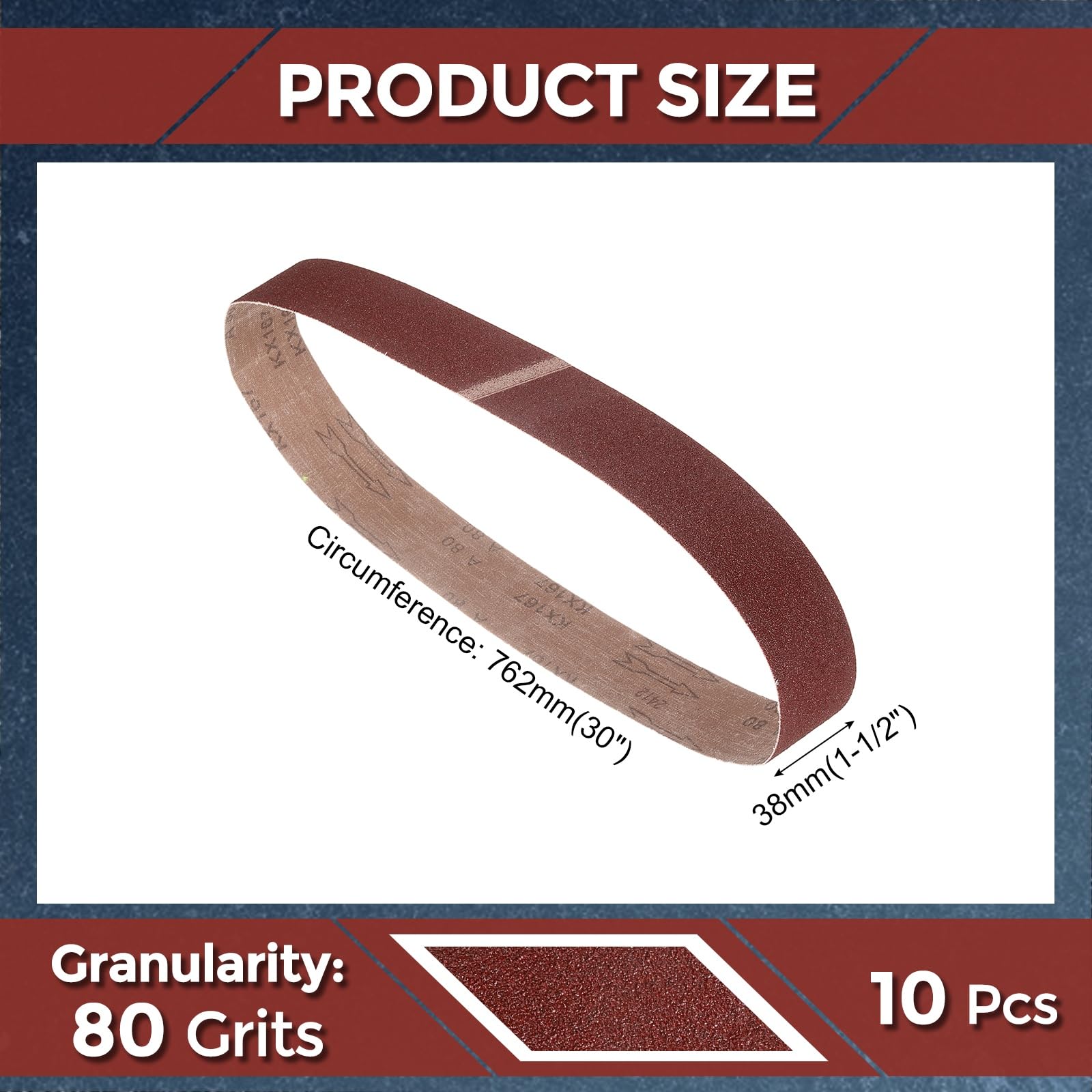 Kozelo 10 Pcs Sanding Belts 38mm x 762mm 80 Grit Aluminum Oxide Abrasive Sandpaper for Belt Sander Metal Grinding Wood Working Weld Rust Removal - Image 2