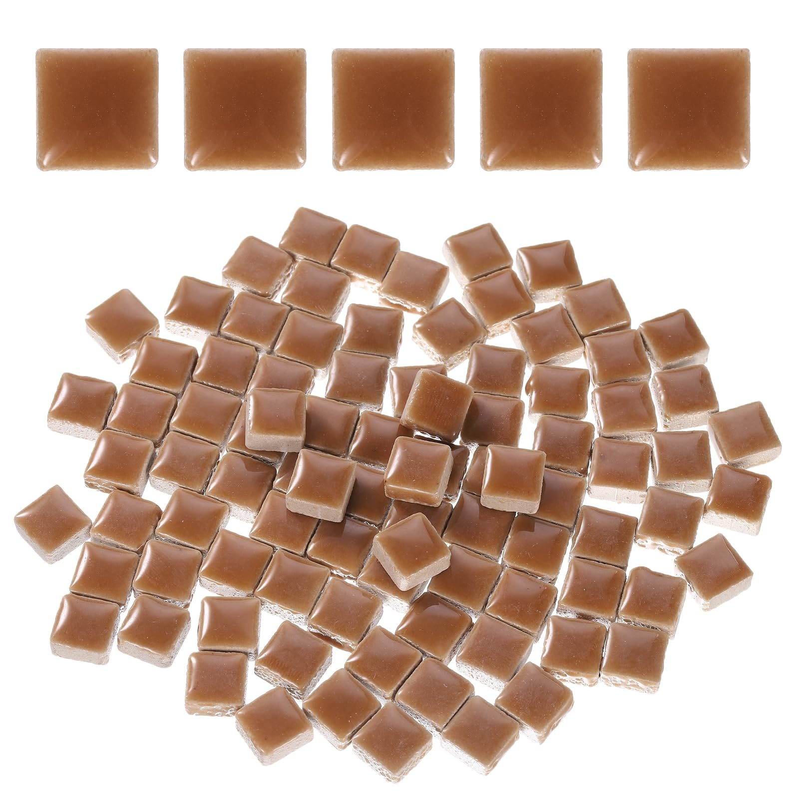 QUARKZMAN Kwadratowe płytki mozaikowe, 100 g, kolorowe płytki ceramiczne do majsterkowania, duże opakowania, do dekoracji domu, rzemiosło artystyczne, projekty DIY, 1 x 1 cm, brązowe