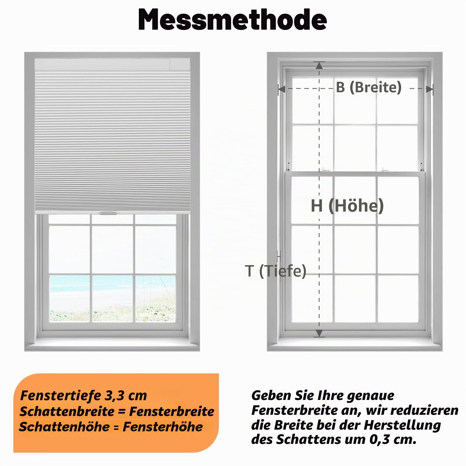 Wabenplissee Ohne Bohren Thermo - Verdunkelungs-Plissee Nach Maß Sonnenschutz Hitzeschutz Blickdicht für Fenster Tür, No Drill Cellular Shades Rollo Für Balkon Küche Schlafzimmer(Weiß)