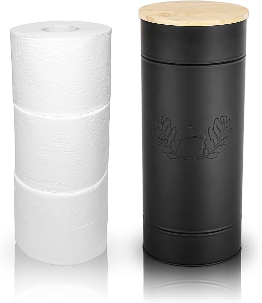 Przechowalnia na papier toaletowy [Czarny - Metal] Dekoracyjne akcesorium do łazienki i toalety gościnnej - Przechowalnia na papier toaletowy w nowoczesnym stylu vintage - Przechowalnia