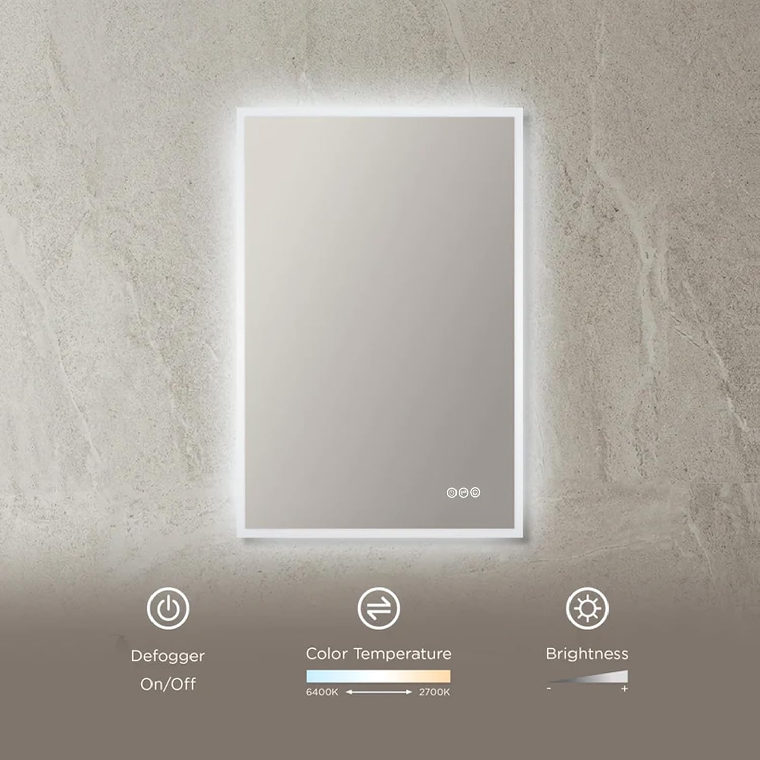 Blossom 24x36 LED Vanity Mirror with Lights - Super Bright CRI 90+ Smart Bathroom Mirror for Makeup - Anti-Fog Backlit Mirror, 3 Color Modes, UL Listed Wall Mounted Mirror, Horizontal/Vertical