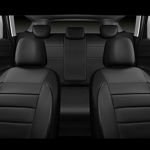Miniatura 5 de CAR PASS Juego completo de fundas de asiento de cuero, universal, resistentes al agua, soporte de respaldo de espuma 3D, comodidad de lujo, 5 fundas