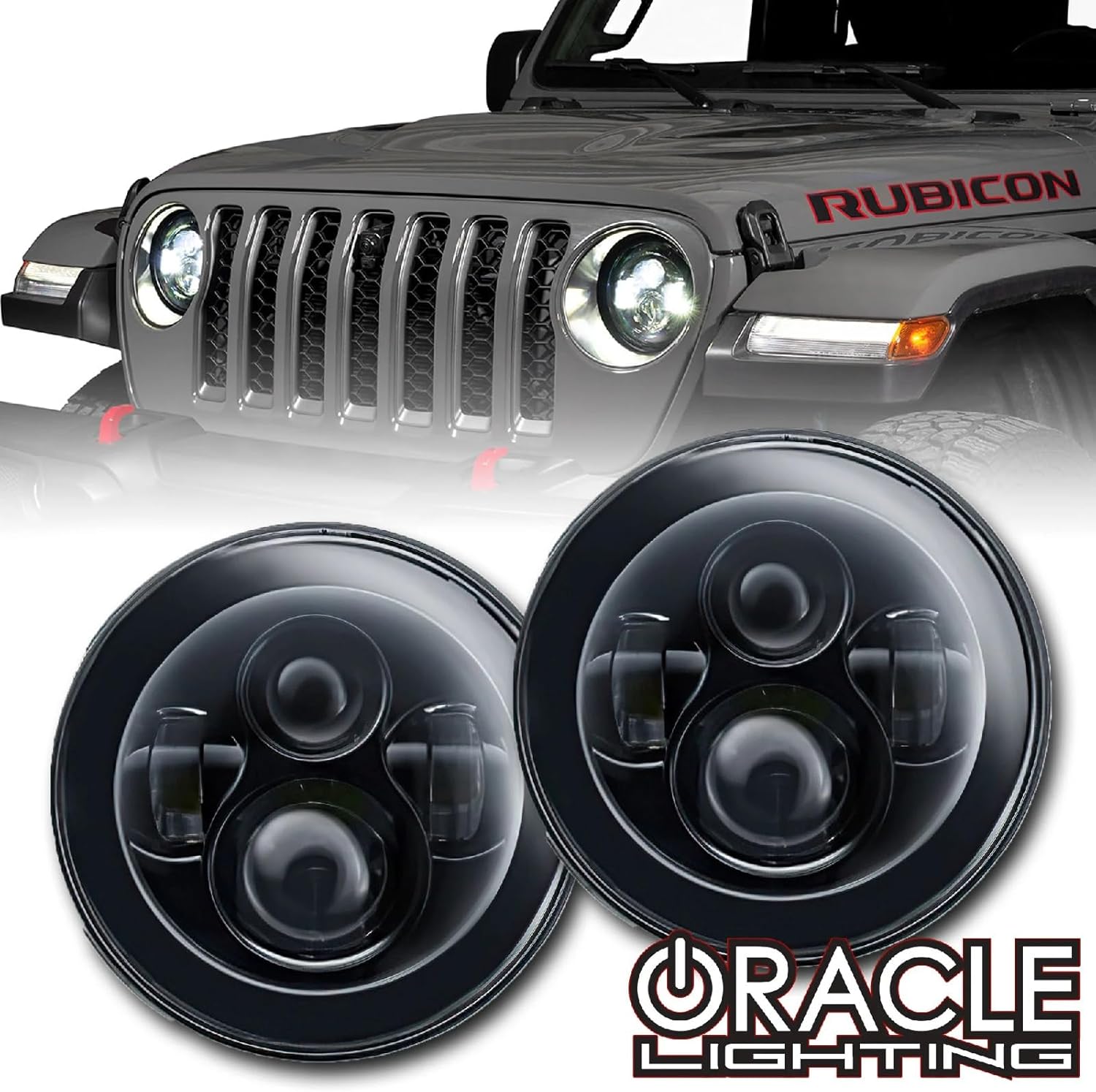 ORACLE Lighting 5769-504 7 Inch LED Sealed Beam Replacement Headlamp Assembly, Black Bezel, Pair