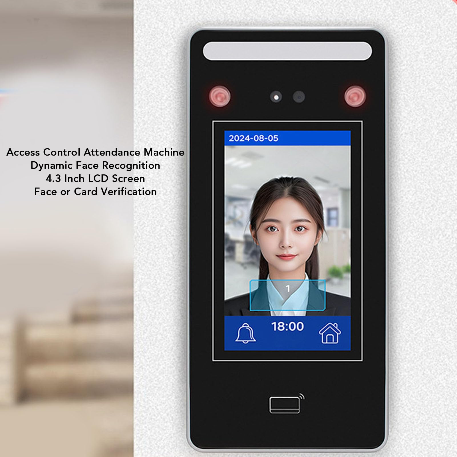 AI Macchina di Frequenza del Riconoscimento Facciale | 0,2S Verifica Rapida e a Doppia Fotocamera | 500 Capacità della Carta Facciale/500 | 4.3 touchscreen | per il Controllo