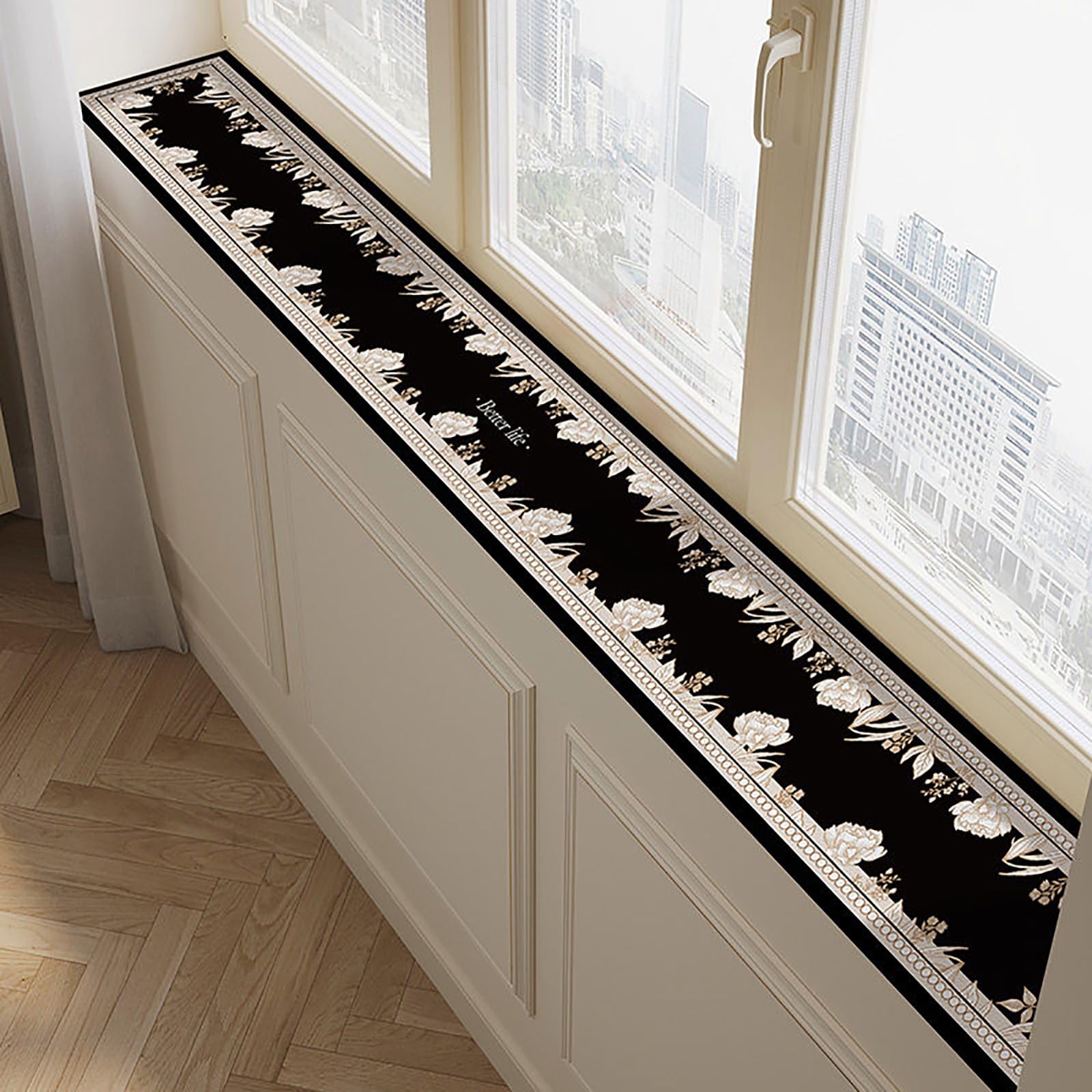 YCYHXJB PVC Window Sill Mat American Style, 1.8MM Decorative Windowsill Protector, Waterproof Window Sill Cushion for Dining Room/TV Cabinet/Kitchen(60x50 cm/24x20 in)