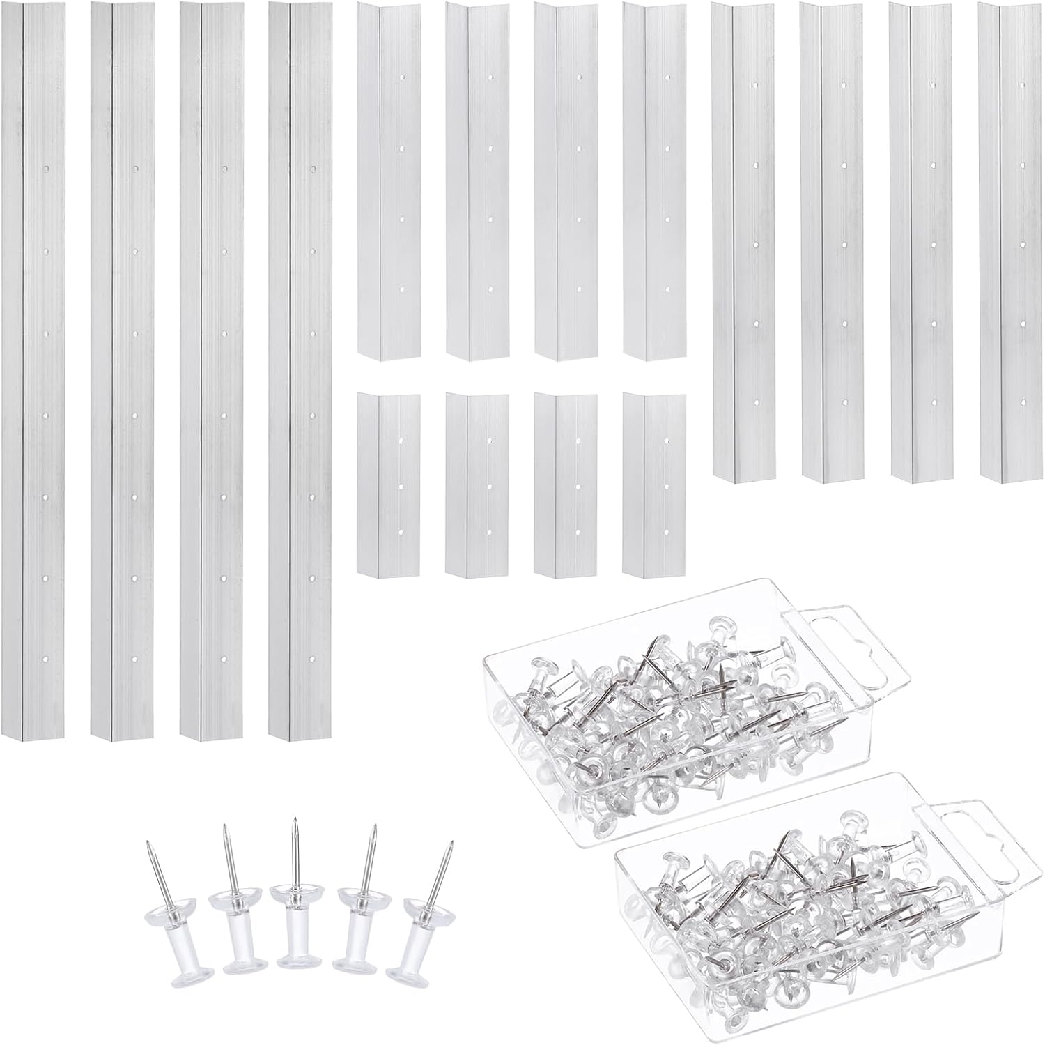 PATIKIL 4 Pack Layout Block System for Stained Glass Panels 12" 8" 6" 3", 16 Pcs Panels with 100 Push Pins for Stained Glass Making Craft