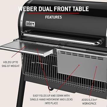 Weber Stainless Steel Folding Front Shelf for SmokeFire EX6 & EPX6 Wood Pellet Barbecues - Silver (7003)
