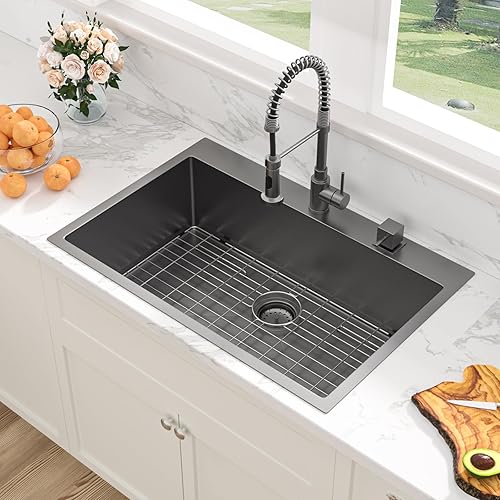 Miniatura 73 de Sarlai Fregadero de lavandería de 22 pulgadas de profundidad, fregadero de lavandería de 12 pulgadas de profundidad, fregadero de cocina de acero