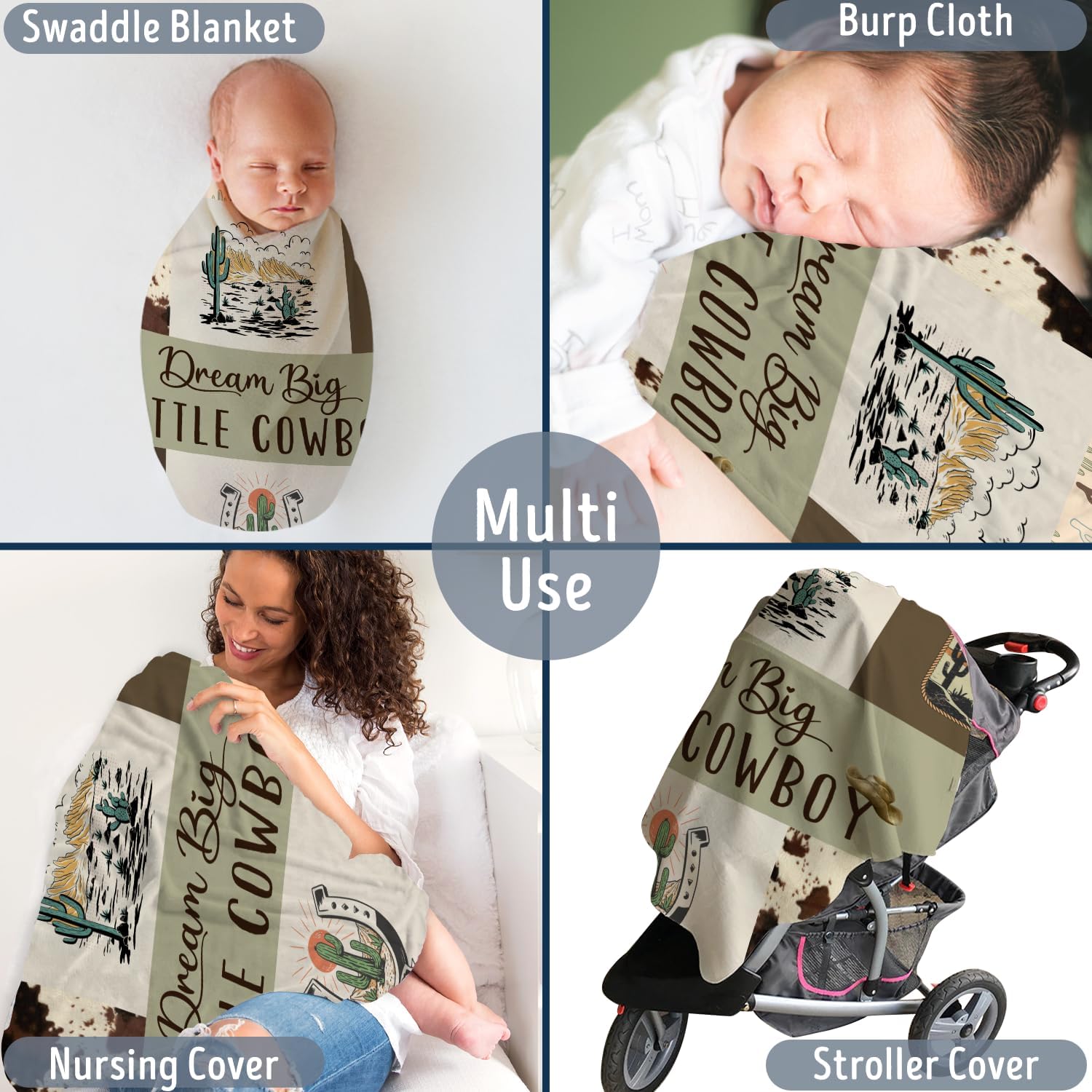 Western Blanket, Western Decor for Nursery Room, Baby Blankets for Boys Girls, Cowboy Baby Blankets, Western Baby Stuff, Soft Warm Lightweight Nursery Bed Blanket for Newborn Toddlers (03, 30x40 in) - Image 3