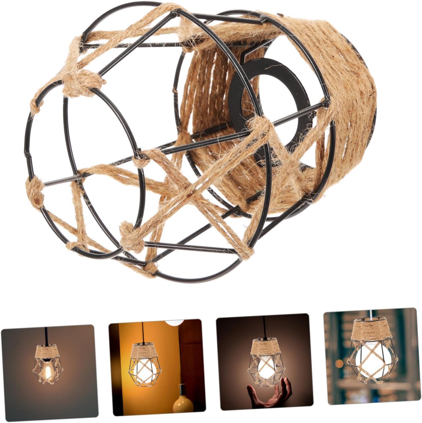 Hanging Lamp Shade Rustic Woven Ceiling Light Cover Easy to Install Pendant Lampshade for Bedroom Living Room Kitchen and Dining Areas Creates Warm Atmosphere