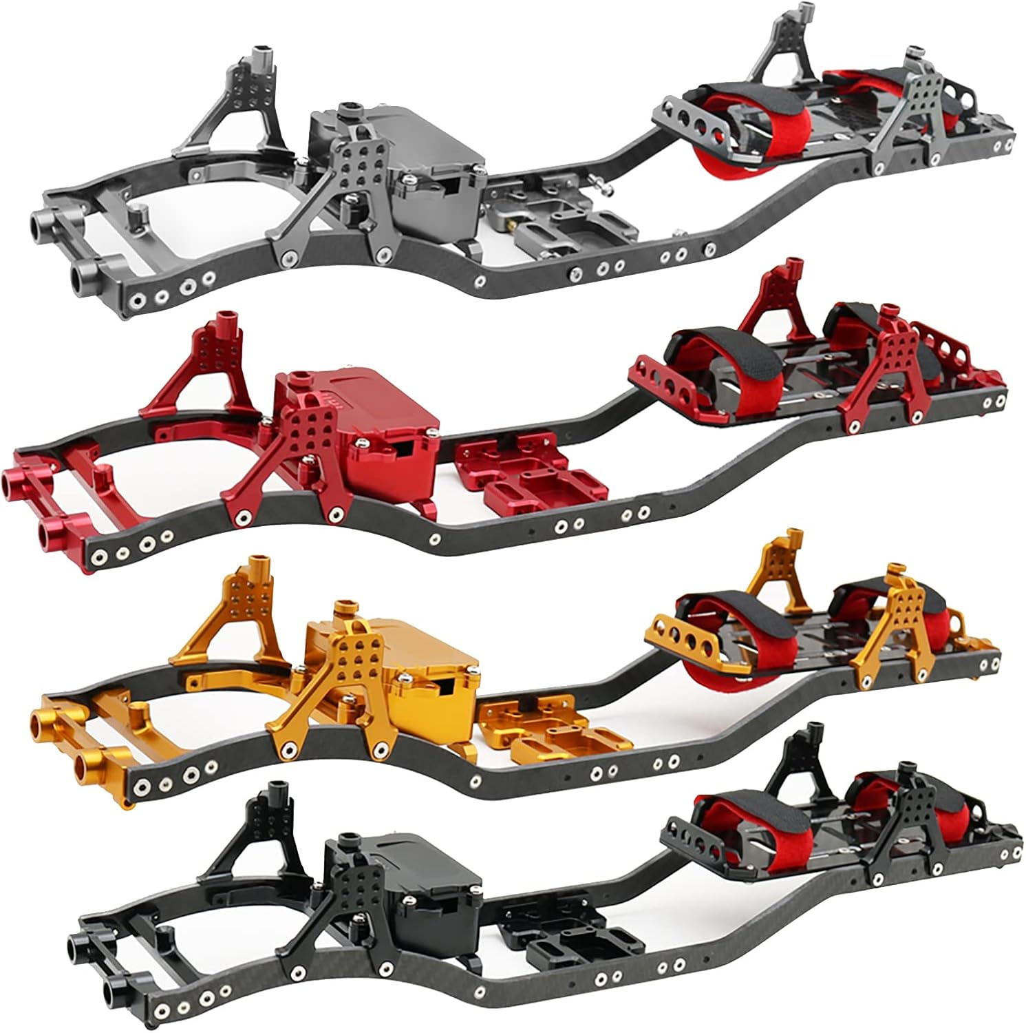 RXZIXYL 1/10 RC Crawler Carbon Fiber & CNC Metal Chassis Frame Kit for Axial SCX10 II Rock Crawler (Black, 275/313/324 WB)