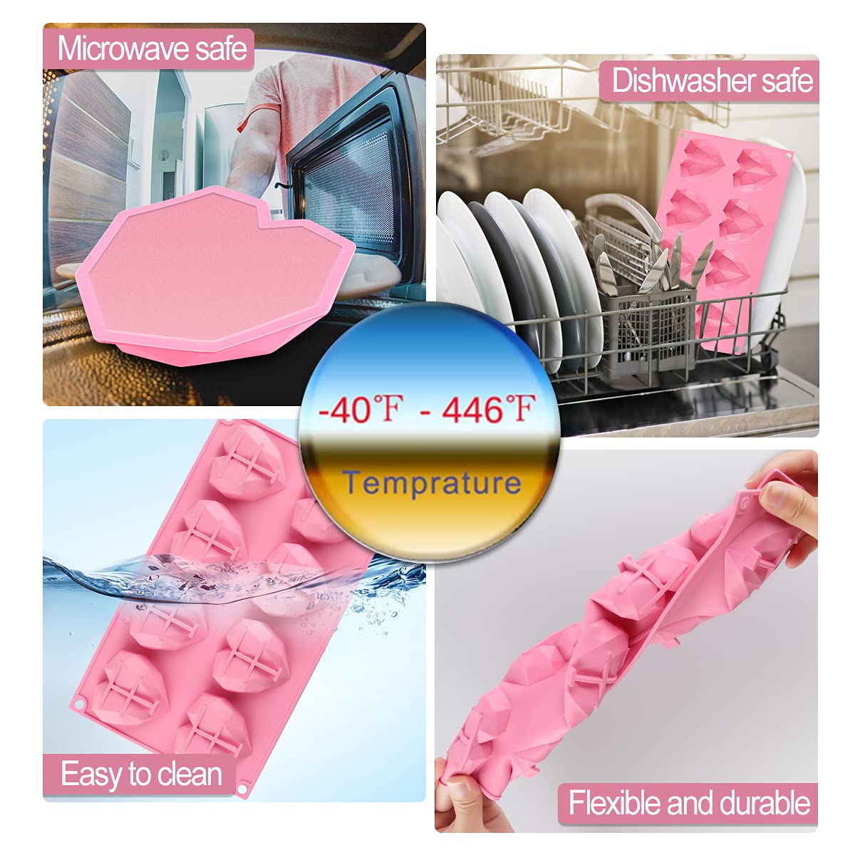 Stampo per Torta a Forma di Cuore, Stampo in Silicone a Forma di Cuore, Stampo in Silicone per Caramelle, Stampo 3D in Silicone Per Dolci, Stampo Riutilizzabile per Torta e Cioccolato Alfanumerico