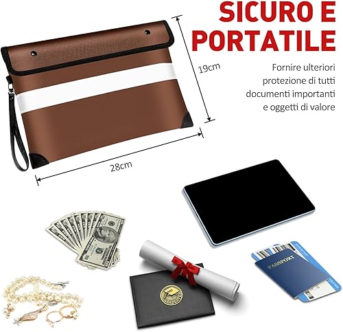 Miniatura 4 de Vailoin Bolsa de dinero ignífuga aislada de 6200 para dinero en efectivo con cremallera impermeable, pequeña bolsa ignífuga, bolsa de dinero a