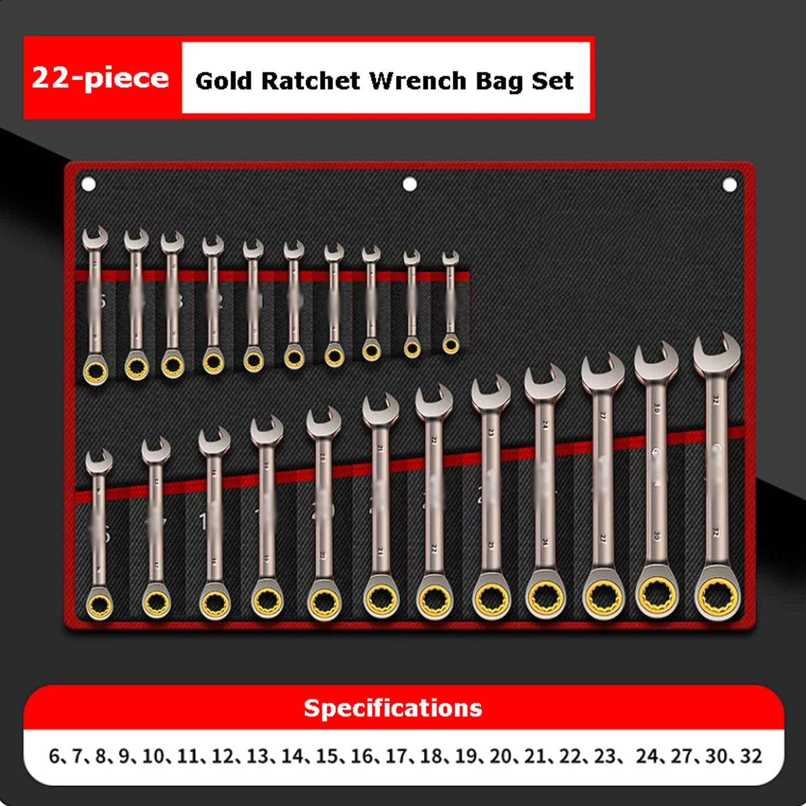 Clé à Cliquet Dégagement Rapide, Set 22 Pièces 6-32mm, Combinaison Automatique Double Sens Fourche et Douille