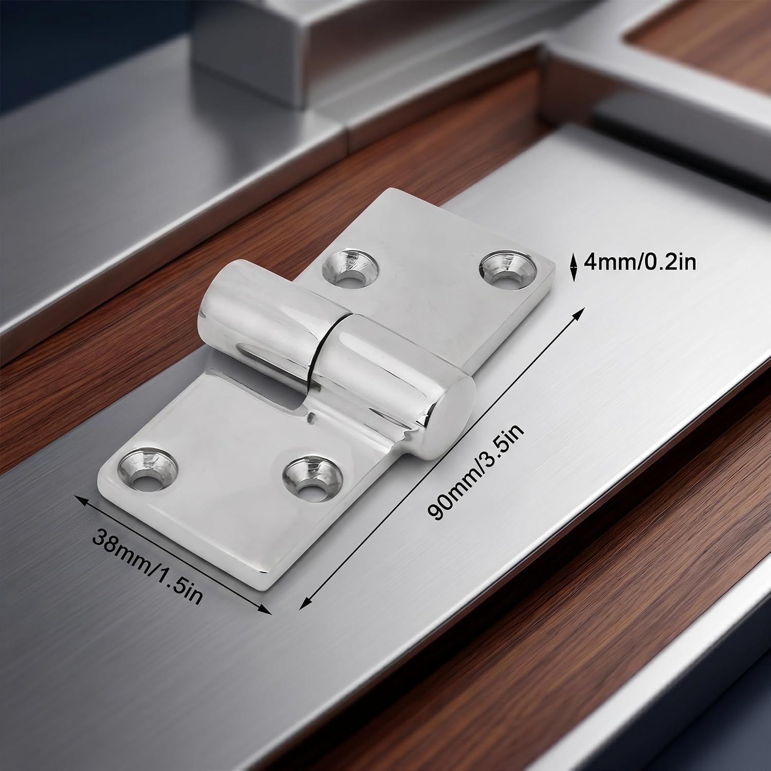 2Pcs Left and Right Hinge Take-Apart Stainless Steel Hinge Boat Deck Accessories 3.5×1.5×0.2in
