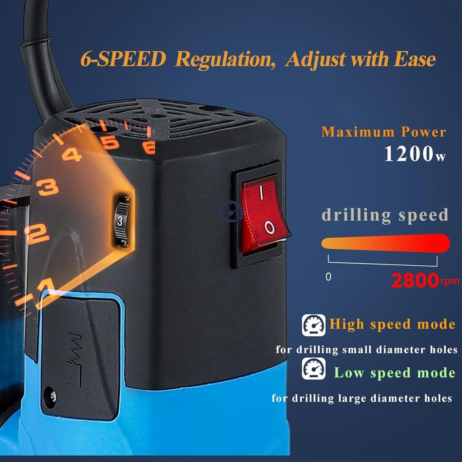 Mini wiertarko-wiertarka stołowa 1200 W, 6 prędkości, skok 80 mm, wiertło kolumnowe 2800 obr./min z obrotowym imadłem do wiercenia drewna, żelaza, aluminium