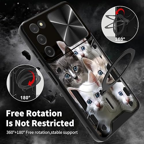 Vista 399 de Funda para Samsung Galaxy A13 5G con cubierta deslizante para lente de cámara y anillo giratorio de 360 grados, soporte híbrido de doble capa Flores