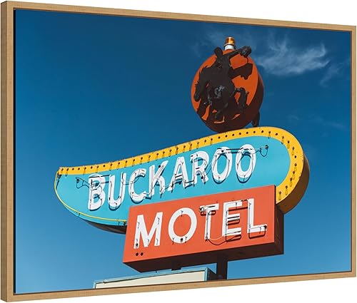 Miniatura 4 de Amanti Art Framed Canvas Wall Art 23x33 Buckaroo Motel by Bethany Young, Framed Wall Art Canvas, Americana Artwork, Modern Decor, Large Poster