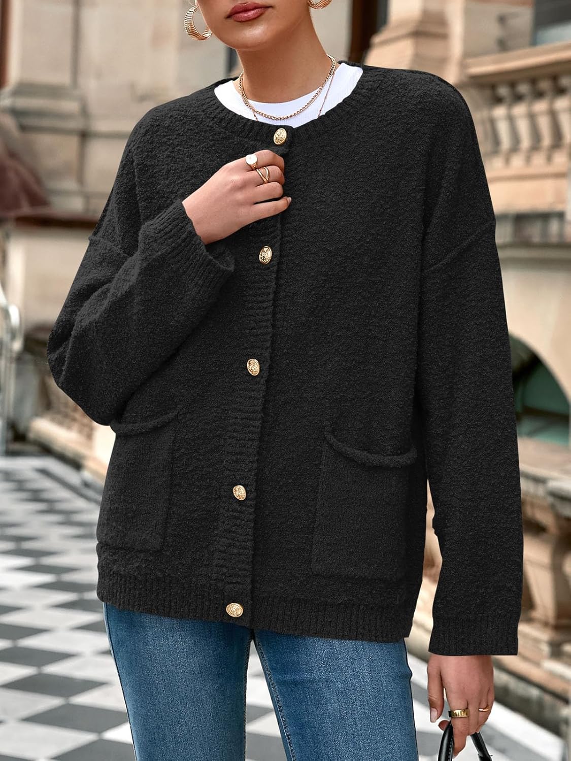 Saodimallsu Womens Fall Cardigan Soft Long Sleeve Button Up Cardigans Fuzzy Chunky Knit Sweater Coat with Pockets 2025 - Image 2