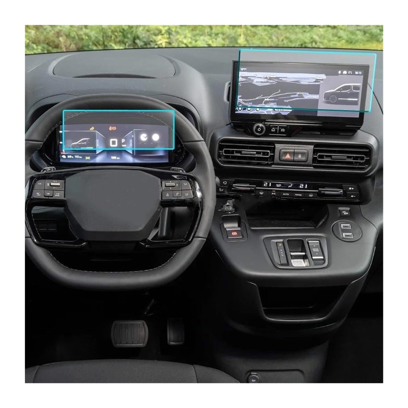 Protector de Pantalla de Cristal Templado de 10 Pulgadas para el Sistema de infoentretenimiento, Radio, GPS e instrumentación del Citroën E-Berlingo 2024-2025.