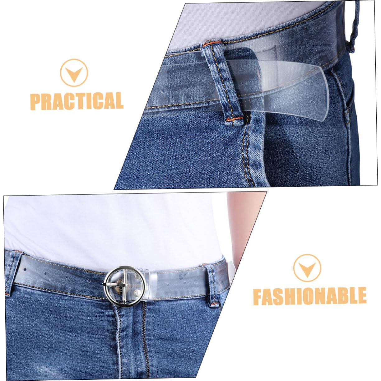 3 Ensembles Ceinture Transparente Large Pvc Avec Boucle Métallique Pour Femmes Ceinture De Et Ajustable Pour Robes Et Jeans 2 Pièces * 3