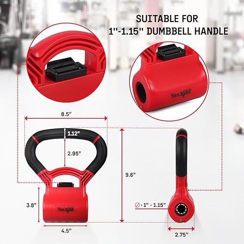 Miniatura 4 de Yes4All Kettlebells Hande, Dumbbells Converter, Workout Equipment for Home Gym, Kettlebell for Weights Plate, Dumbbell Grip