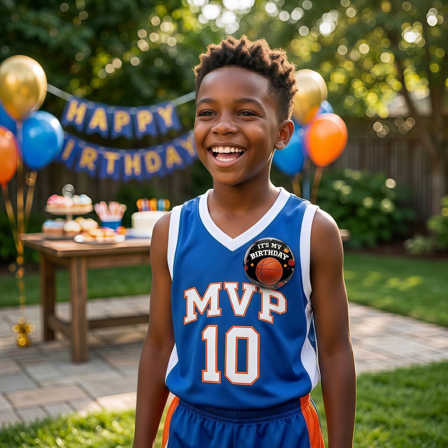 Basketball Birthday Pin, It’s My Birthday Badge with Crown Design, 2.3-inch Button for Sports Theme Party, Birthday Boy or Girl Accessory, Basketball Party Favor for Kids Celebration