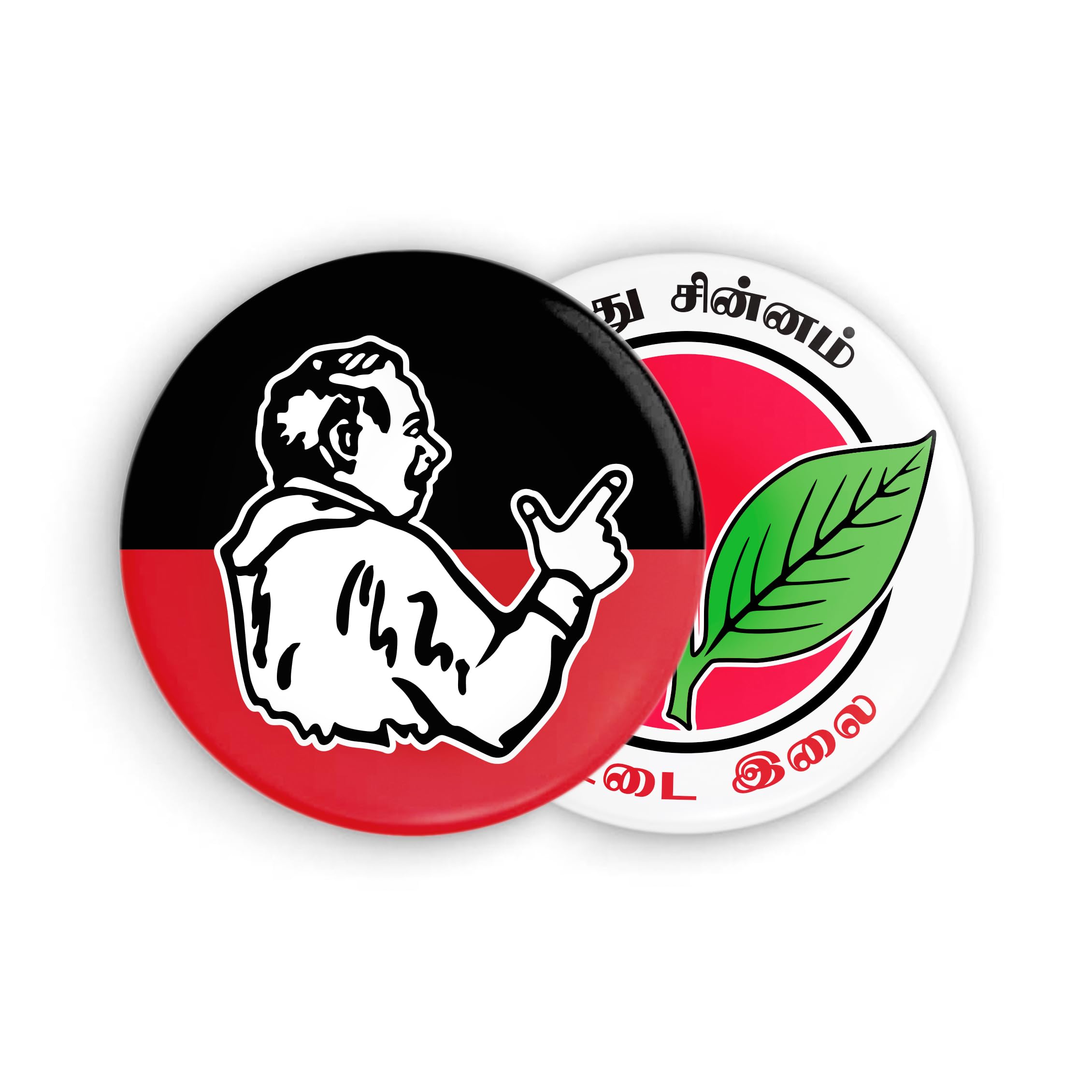 ADMK Party Round Pin Badge | Pack of 2 | Glossy Laminated | Anna Dravida Munnetra Kazhagam |-image-3
