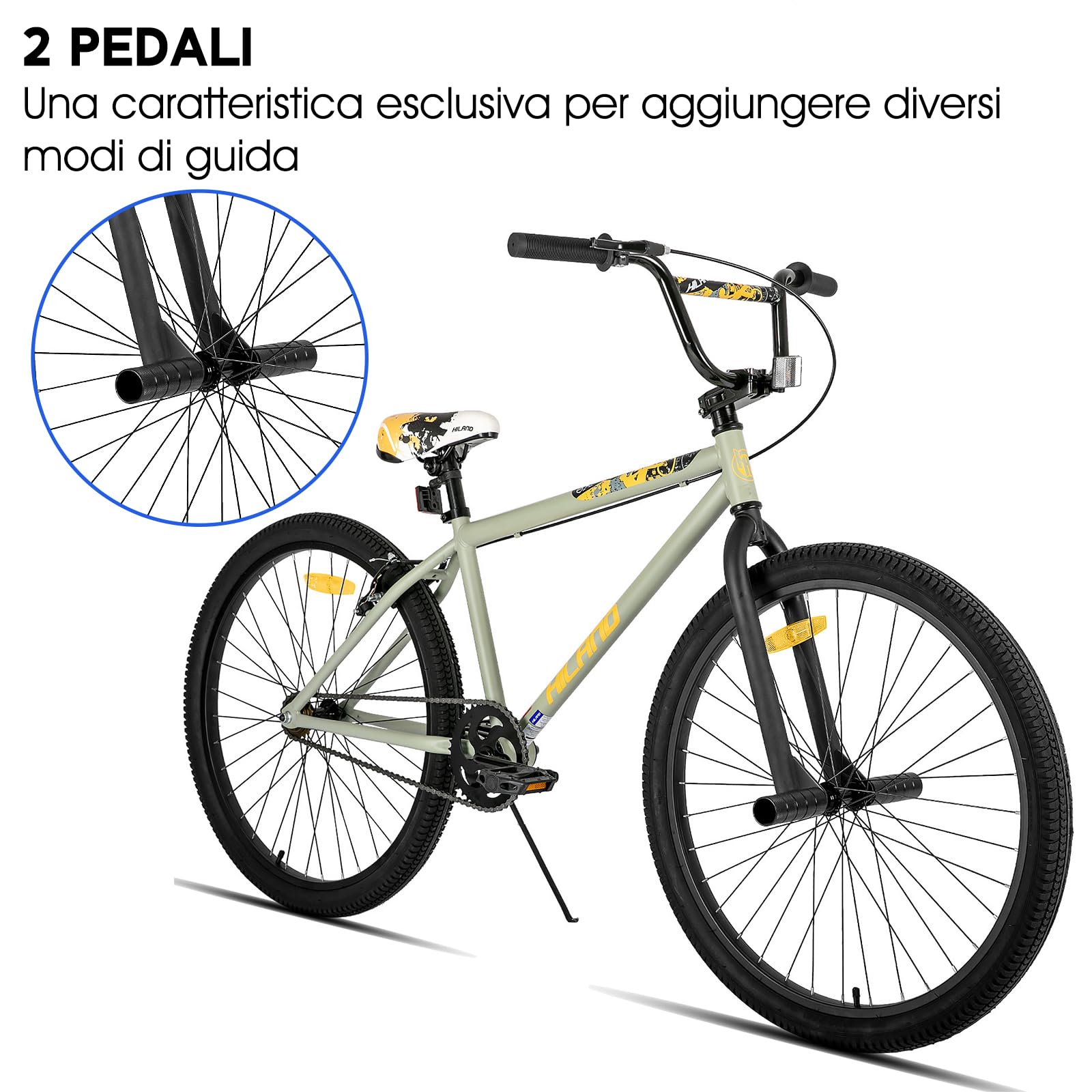 Hiland Bicicletta per ragazzi e ragazze da 24/26 pollici, Junior BMX, Bicicletta BMX per studenti, Freestyle, 2 pedali in acciaio, ruota libera