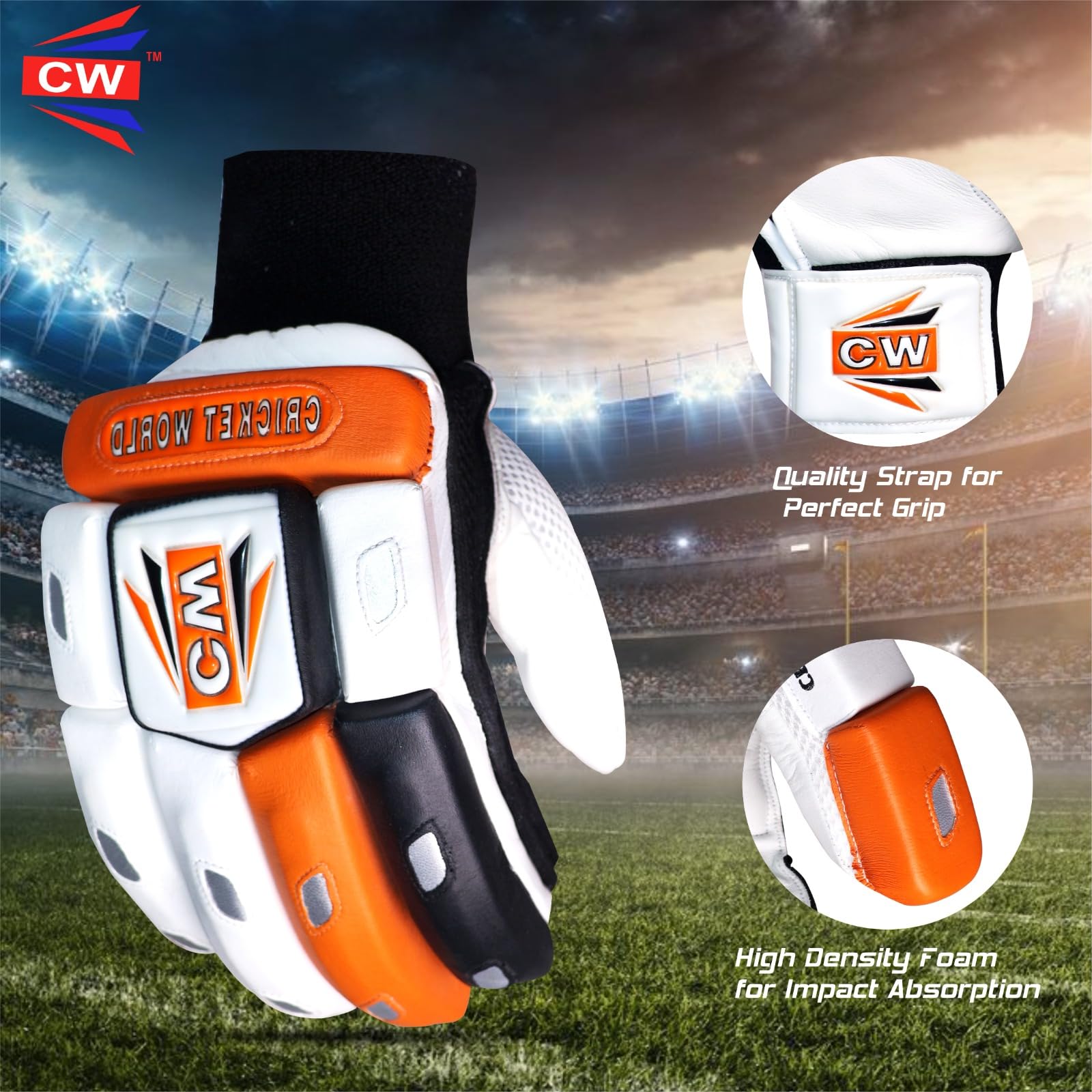 CW CROWN Gants de cricket pour batteur de cricket - Pour homme - Taille homme - Pour droitier - Gauche - Adulte