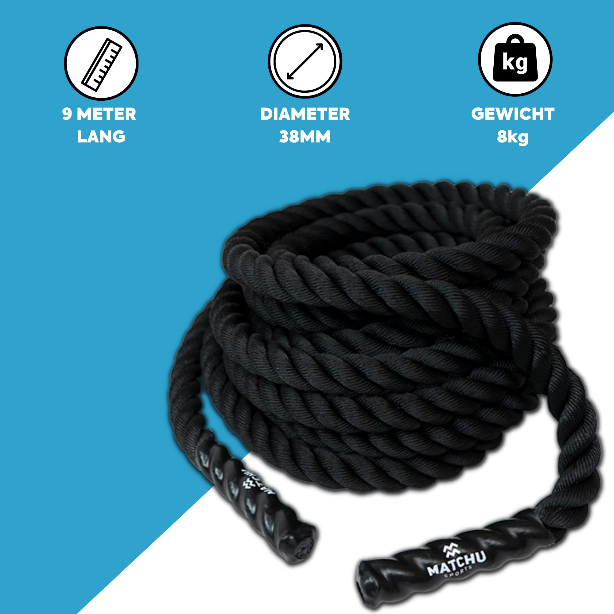 Corde Ondulatoire SportPlus - Battle Rope Pour Crossfit Et Endurance - 9m Jaune - Sport