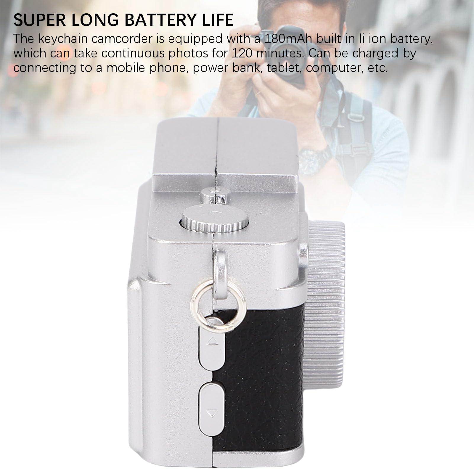 Digitalkamera als Schlüsselanhänger, 1080P Full HD, 20 MP, 0,96-Zoll-Bildschirm, wiederaufladbarer USB-Video-Camcorder mit LED-Licht für Reisen und Outdoor-Abenteuer
