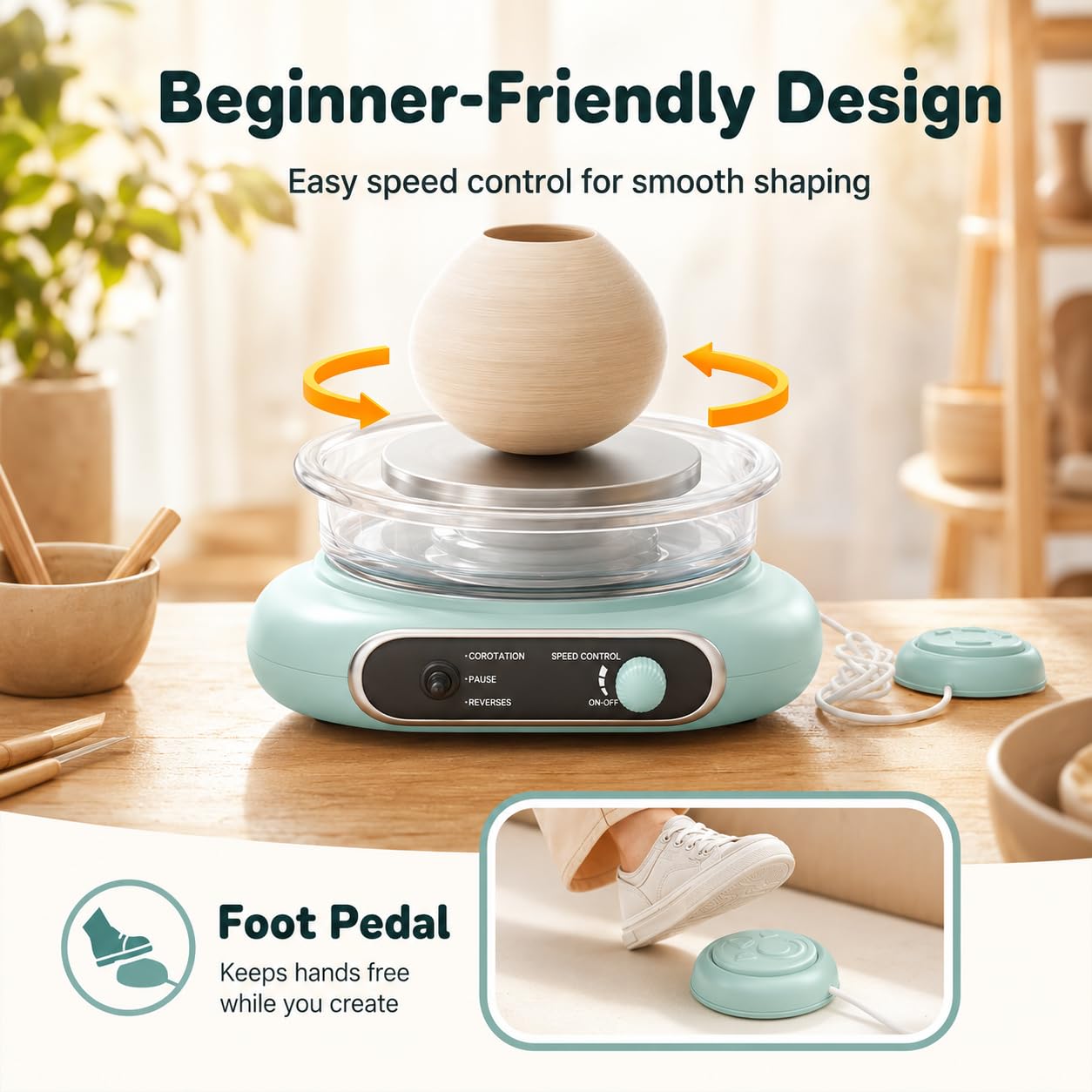 Mini Pottery Wheel for Kids - Beginner Pottery Kit -4