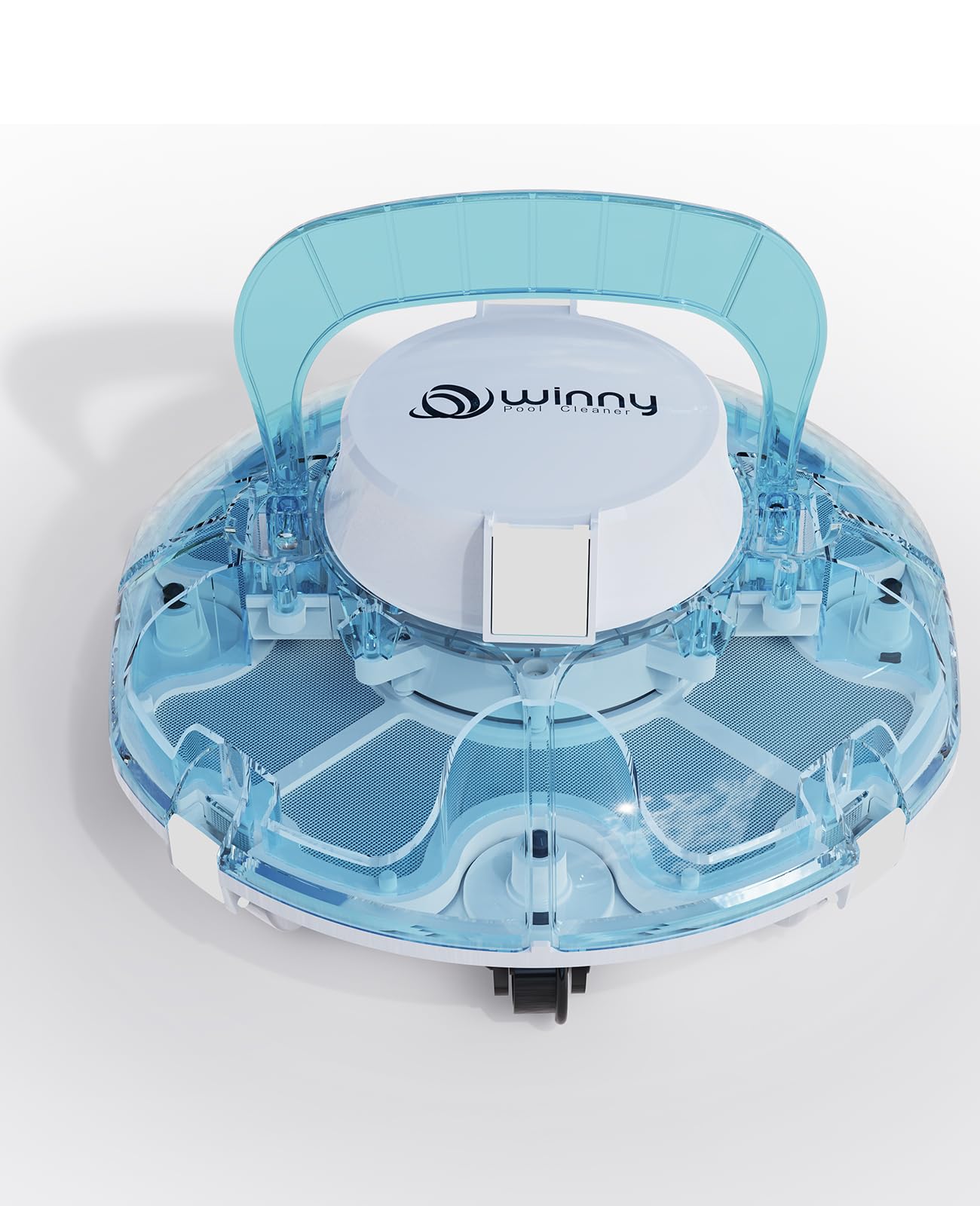 WINNY POOL CLEANER Winny 200P Limpiafondos Piscina, Inalámbrico Robot Limpiafondos Piscina, 80Min Autonomía, Piscinas Desmontables 60m², Doble Filtración,Estacionamiento Auto(Azul-Blanco)
