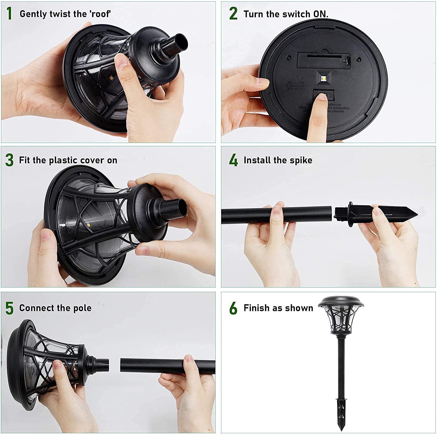 MAGGIFT 8 Pack 25 Lumen Solar Powered Pathway Lights, Super Bright SMD LED Outdoor Lights, Stainless Steel & Glass Waterproof Light for Landscape, Lawn, Patio, Yard, Garden, Deck Driveway, Warm White