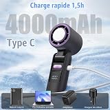 HUAJUN Ventilateur Portable à Main,Mini Ventilateur Turbo Réglable en Vitesse(de 1 à 100),Batterie de 4000mAh avec Corps en Métal,Affichage Numérique,pour Maison, le Bureau,Voyage,Extérieur - 3