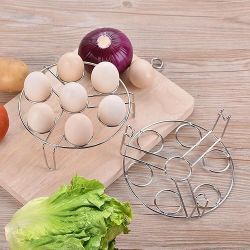 Miniatura 2 de 2 piezas de estante de vapor de huevos de versión mejorada, apilables, de acero inoxidable, salvamanteles para ollas instantáneas y accesorios de
