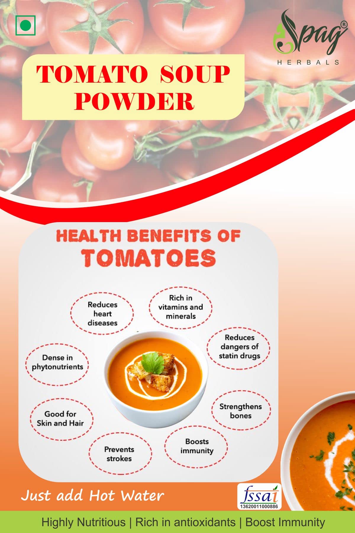 Spag Herblas Instant Tomato soup powder 150 gms 3