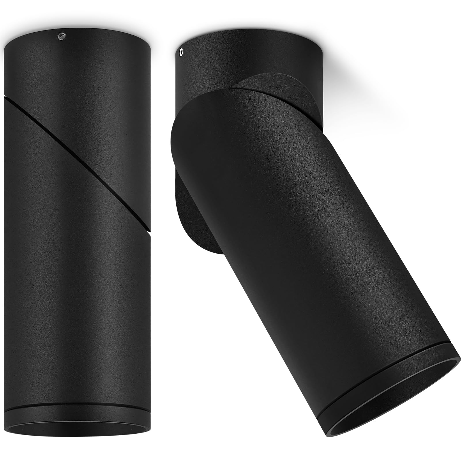 KYOTECH 2 Stück Aufbauspot Schwarz, Schwenkbar Aufbaustrahler mit GU10 Fassung, Aufbauleuchte aus Aluminium, Deckenspots Aufputz Spots Verstellbare Deckenstrahler für Wand & Decke, Ohne Leuchtmittel