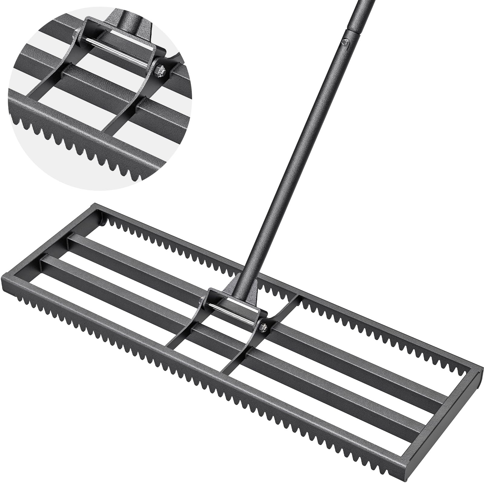 Flat Edge Rake Lawn Leveling Rake with Rounded Edges, 30 x 10'' Leveling Rake with ...