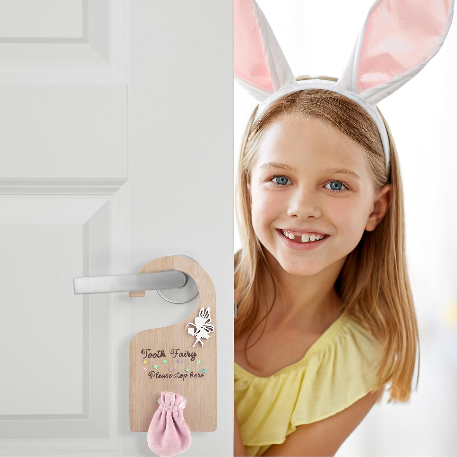 Qunclay Tooth Fairy Box Tooth Fairy Door Hanger Bag