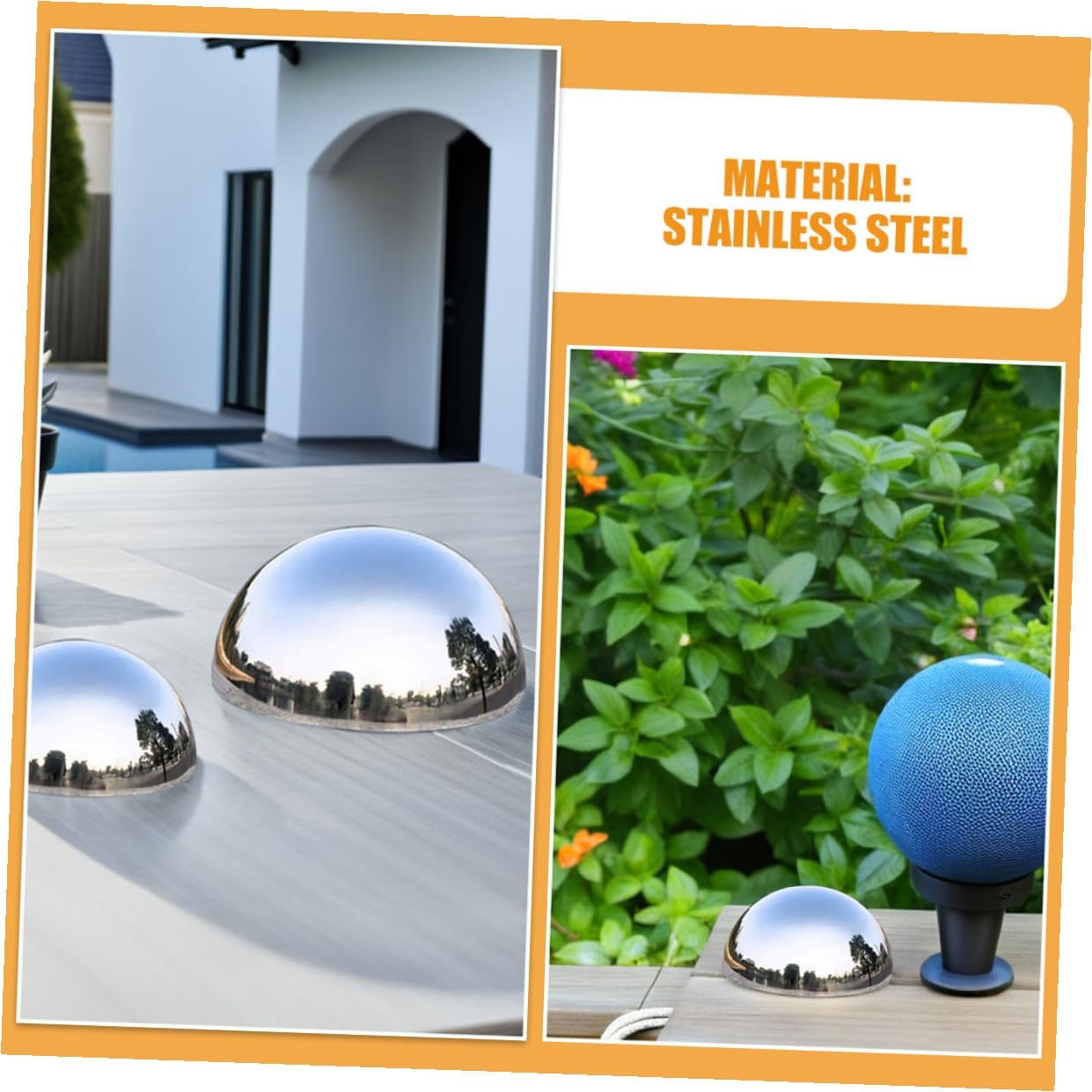 BESTonZON 7pcs Stainless Steel Garden Gazing Balls Set with Polished Mirror Surface, Outdoor Reflective Globe Spheres for Lawn and Patio Decoration (76/90/100/150mm)