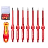 MAXPOWER Insulated Screwdriver Set, 7 In 1 Insulated Electrical Screwdrivers, Magnetic Tip Electrician Screwdriver Tool Kit Includes Phillips, Slotted and Torx Tips